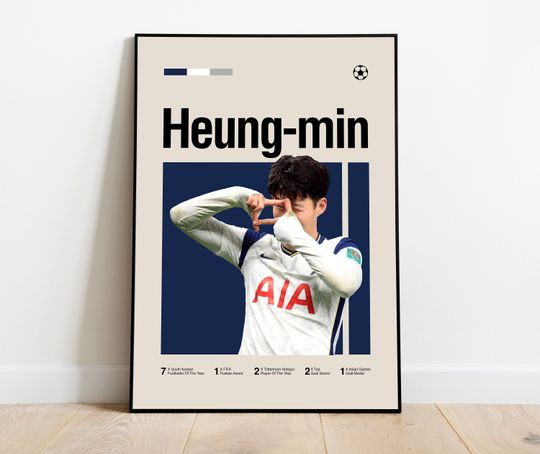 Son Heung-min Poster - Minimalist Mid century Modern Football Art Print