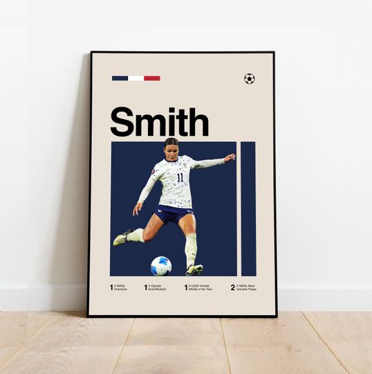 Discover Sophia Smith Poster - Minimalist Mid century Modern Womens Football Wall Art Print for Fans! DIGITAL DOWNLOAD