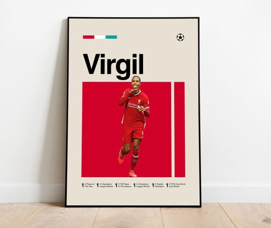 Discover Virgil van Dijk Poster - Minimalist Mid century Modern Football Art Print for Fans! DIGITAL DOWNLOAD