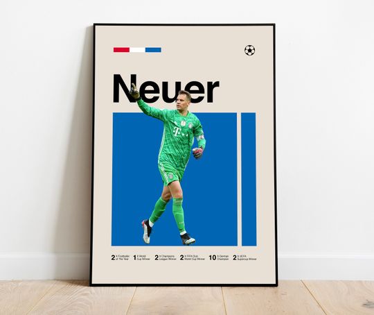Discover Manuel Neuer Poster - Minimalist Mid century Modern Football Wall Art Print for Fans! DIGITAL DOWNLOAD