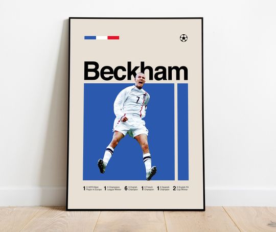 Discover David Beckham Poster - Minimalist Mid century Modern Football Wall Art Print for Fans! DIGITAL DOWNLOAD