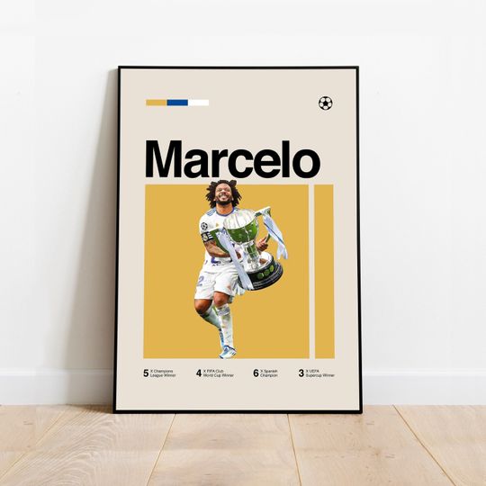 Marcelo Poster - Minimalist Mid century Modern Football Wall Art Print