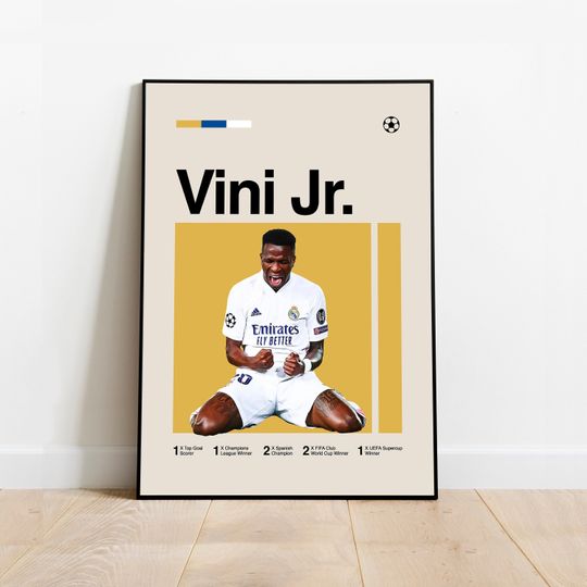 Discover Vinicius Junior Poster - Minimalist Mid century Modern Football Wall Art Print for Fans! DIGITAL DOWNLOAD