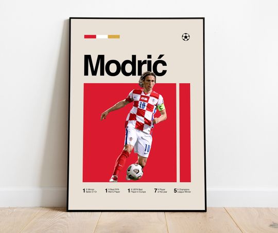 Luka Modric Poster - Minimalist Mid century Modern Football Art