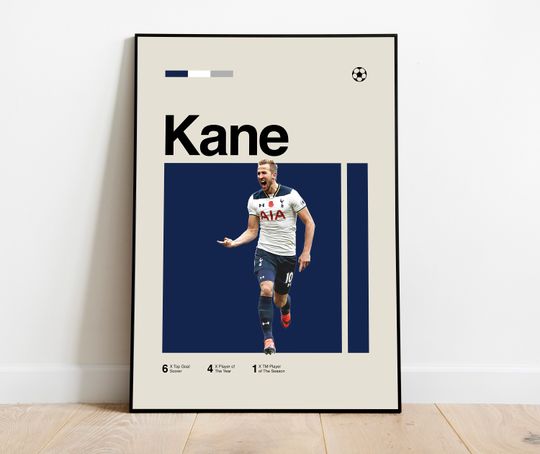 Discover Harry Kane Poster - Minimalist Mid century Modern Football Art for Fans! DIGITAL DOWNLOAD