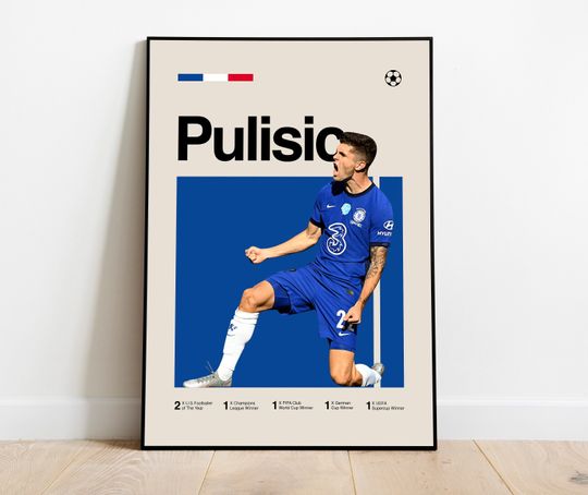 Discover Christian Pulisic Poster - Minimalist Mid century Modern Football Art for Fans! DIGITAL DOWNLOAD