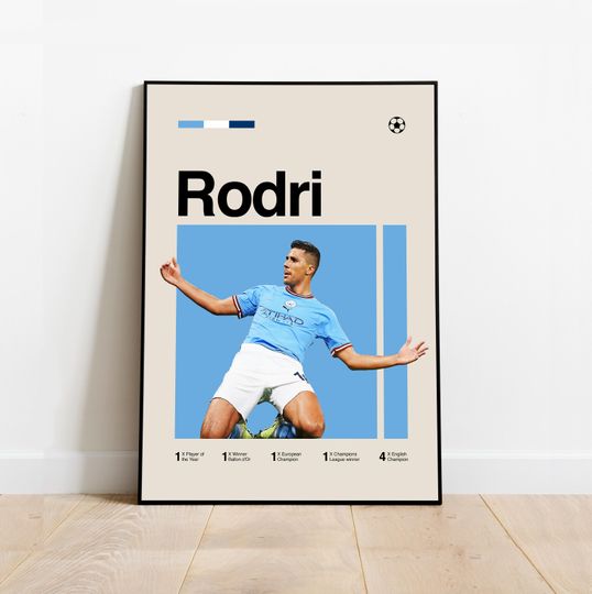 Discover Rodri Poster - Minimalist Mid century Modern Football Art for Fans! DIGITAL DOWNLOAD