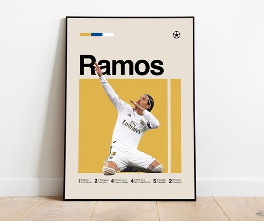 Discover Sergio Ramos Poster - Minimalist Mid century Modern Football Art for Fans! DIGITAL DOWNLOAD
