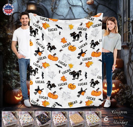 Discover Personalized Halloween Ghost Blanket: Custom Name Home Decor Gift