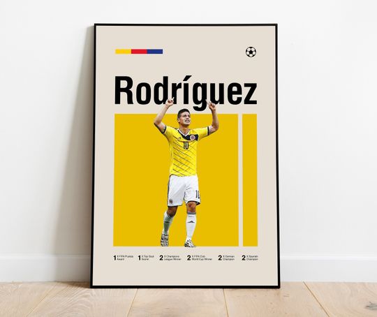 Discover James Rodriguez Poster - Minimalist Mid century Modern Football Art for Fans! DIGITAL DOWNLOAD