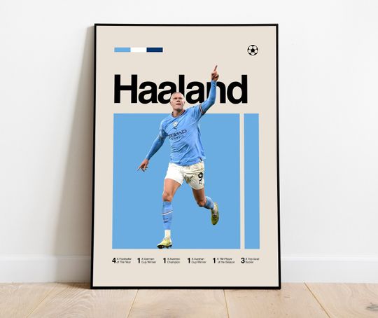 Discover Erling Haaland Poster - Perfect for Fans!  Haaland Fan Art, Minimalist, Mid Century Modern, Office Wall art, Bedroom Decor DIGITAL DOWNLOAD