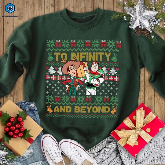 Toy Story To Infinity And Beyond Christmas Sweatshirt, Christmas Cartoon Kids sweatshirt, Christmas Gifts, Merry Christmas Disneyland Shirt