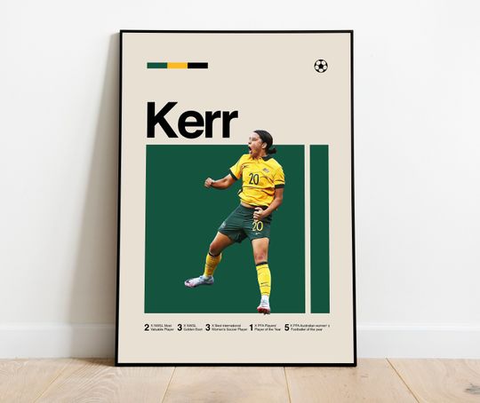 Discover Sam Kerr Poster - Minimalist Mid century Modern Women's Football Art for Fans! DIGITAL DOWNLOAD