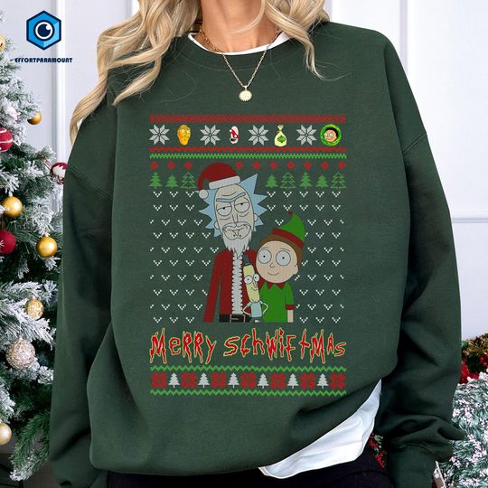 Merry Schwiftmas Christmas Sweatshirt, Funny Christmas Shirt, r sanche Shirt, Rick and Rickandmorty Christmas Sweatshirt, Christmas Gifts