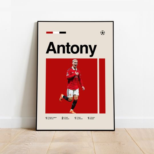 Discover Antony Poster - Minimalist Mid century Modern Football Art Print for Fans! DIGITAL DOWNLOAD