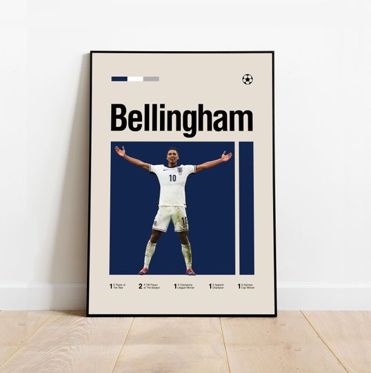 Jude Bellingham Poster - Minimalist Mid century Modern Football Art Print