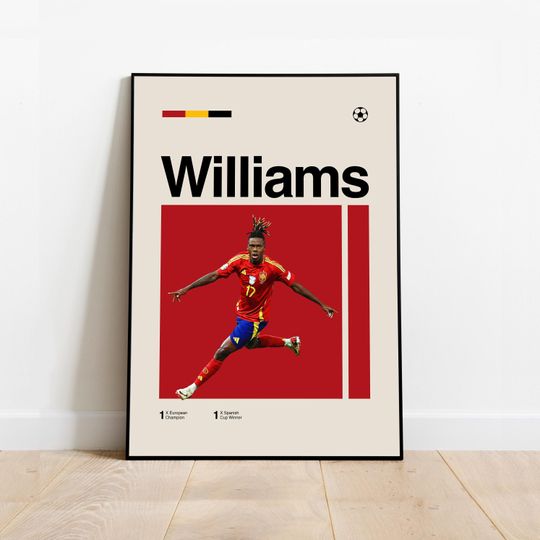 Discover Nico Williams Poster - Minimalist Mid century Modern Football Art Print for Fans! DIGITAL DOWNLOAD