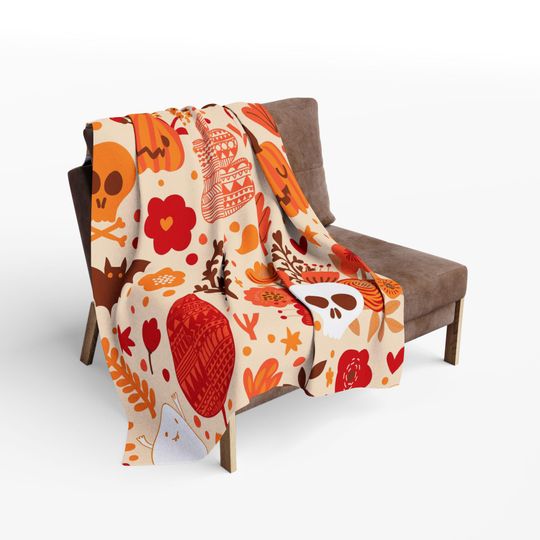 Cozy Autumn Fleece Blanket: Halloween Decor, Fall Snuggle