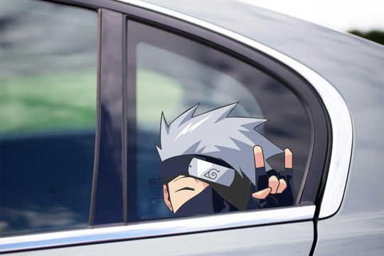 Discover Rock sign peeking anime super decal cartoon ninja slay fighter sticker for cars trucks tiktok instagram manga leaf village sensei