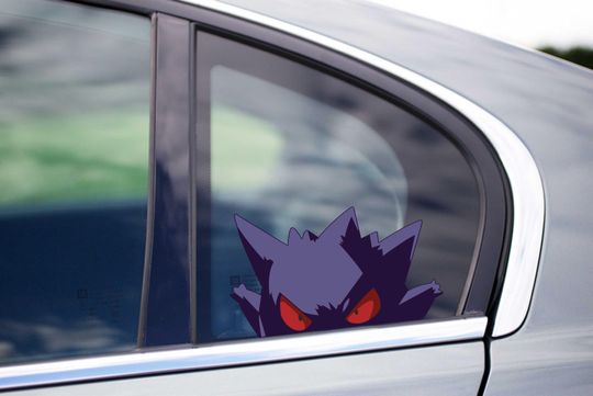 Gengar Evolved Peeking Vinyl Wall Decal, Anime Kids Cartoon Sticker for RV Windows