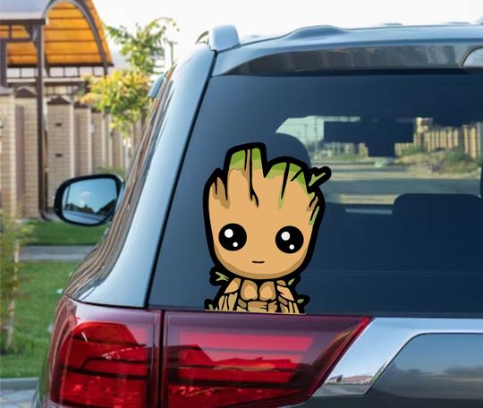 Discover Baby I Am Groot The Guardians Peeking Peek Peekabo Peekers Bumper Window Vinyl Decal Cute Marvel Avengers Disney Stickers