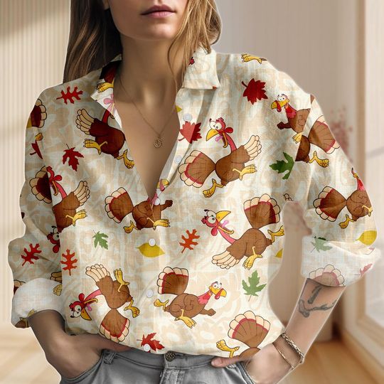Discover Halloween Chicken Blouse, Thanksgiving Turkey Women's Top
