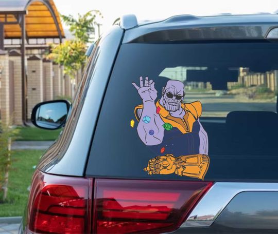 Discover Cute Thanos Funny Peeking Peek Peekabo Bumper Window Vinyl Decal Cute boy Anime Cartoon Marvel Disney Stickers Meme Dead Pool
