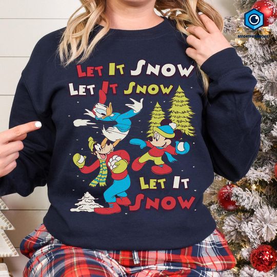 Disneyland Let It Snow Christmas Sweatshirt, Mickey and Friends Shirt, Disneyland Christmas Shirt, Christmas Xmas Gifts, Disneyland Tee