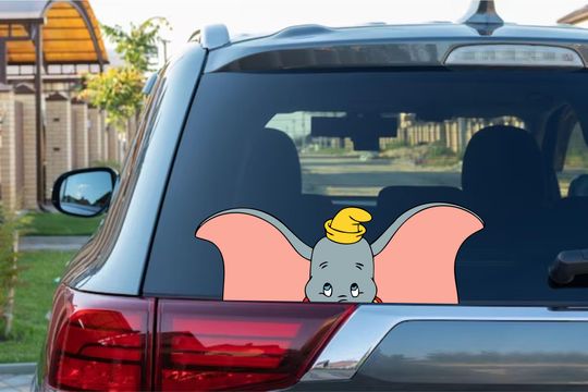 Discover Cute Dumbo Peeking Peekers Peekabo Bumper Window Vinyl Decal Anime Cartoon Video Game Stickers flying elephant funny ears
