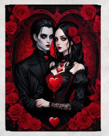 Discover Gothic Valentine Fleece Blanket Witchy Blanket Cozy Fall Blanket Halloween Throw Blanket Comfy Blanket Gothic Home Decor Fleece Throw