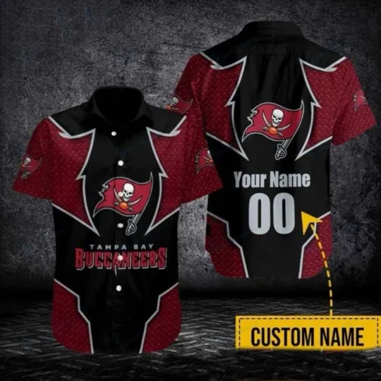 Discover Personalized Tampa Bay Buccaneers Red Diamond Texture Hawaiian Shirt Aloha S-5XL