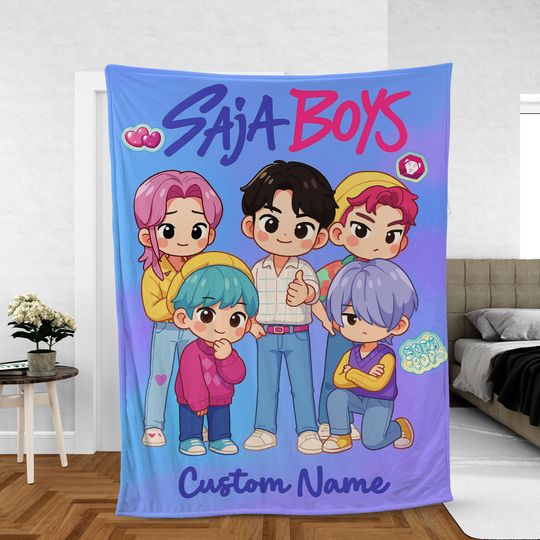 Discover Saja Boys Custom Name Blanket, Kpop Saja Boys Cozy Plush Fleece Blanket, Kpop Fun Gift, Cozy Demon Hunters Blanket, Anime Inspired PAH057.C