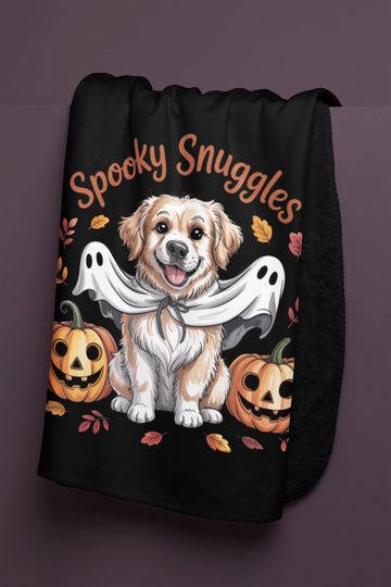 Discover Halloween Dog Ghost Sherpa Fleece Blanket: Spooky Snuggles Throw