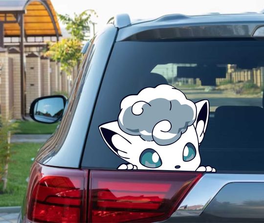 Alolan Vulpix Peekaboo Wall Decal - Cute Anime Eevee Evolution Sticker for Windows