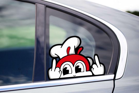 Jollibee Middle Finger Peekaboo Vinyl Wall Decal Filipino Food Spaghetti Sticker