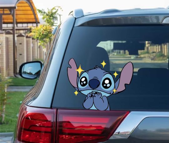 Discover Cute Stitch Sobbing from Lilo and Stitch Peeking Peek Peekabo Peekers Bumper Window Vinyl Decal Disney Movie Stickers