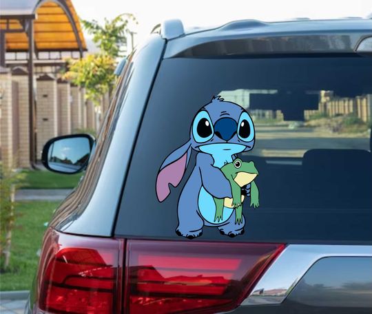 Discover Cute Stitch Hugging a Frog from Lilo and Stitch Peeking Peek Peekabo Peekers Bumper Window Vinyl Decal Disney Movie Stickers