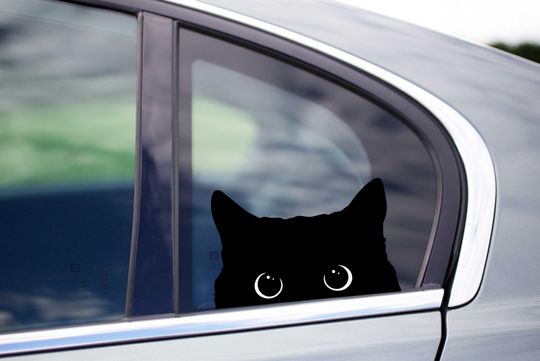 Black Cat Peeking Window Vinyl Decal Sticker for Wall Decor