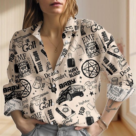 Halloween Supernatural  Women's Blouse, Vintage Ghost Hunter Top