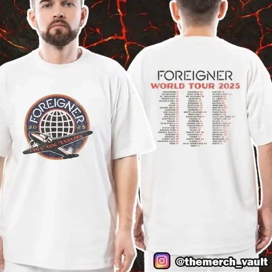 Discover Foreigner Band 2025 World Tour Unisex Double-Sided T-Shirt