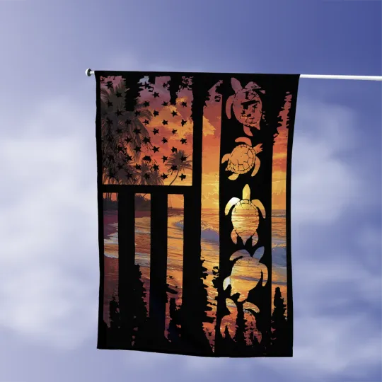 Discover Turtle Summer Sunset Beach Flag, Beach Turtle Lovers Flag, Welcome Summer Garden