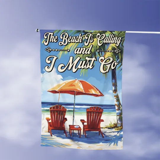 Discover Beach Calling Summer Vacation Flag, Sunset Beach lovers Flag, Summer Flag