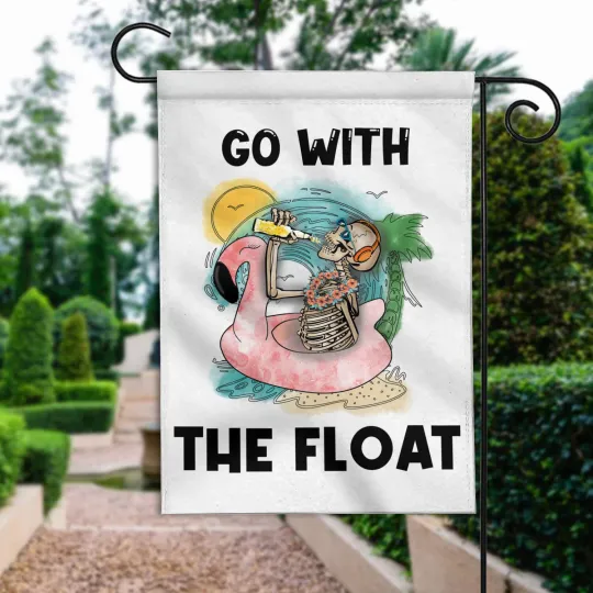 Discover Skull Go With The Float Flag, Summer Skeleton Flag, Summer Swimming Pool Flag