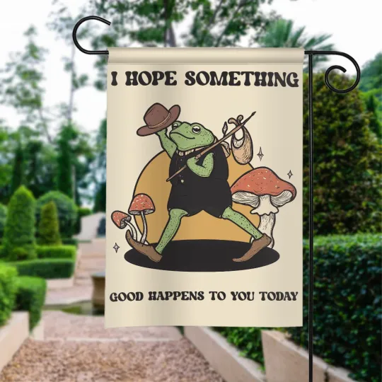 Discover Retro Frog I Hope Something Good Happens Flag, Groovy Frog Summer Welcome Flag