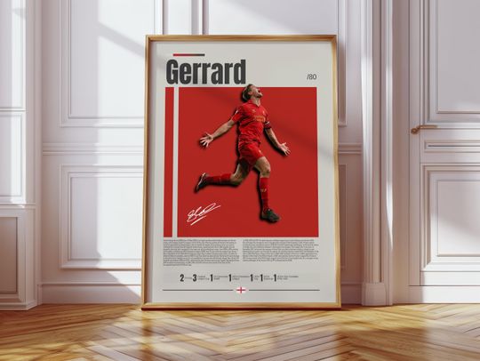 Discover Steven Gerrard Poster, Liverpool Poster, Soccer Gifts, Sports Poster, Football Player Poster, Soccer Wall Art, Sports Bedroom Posters