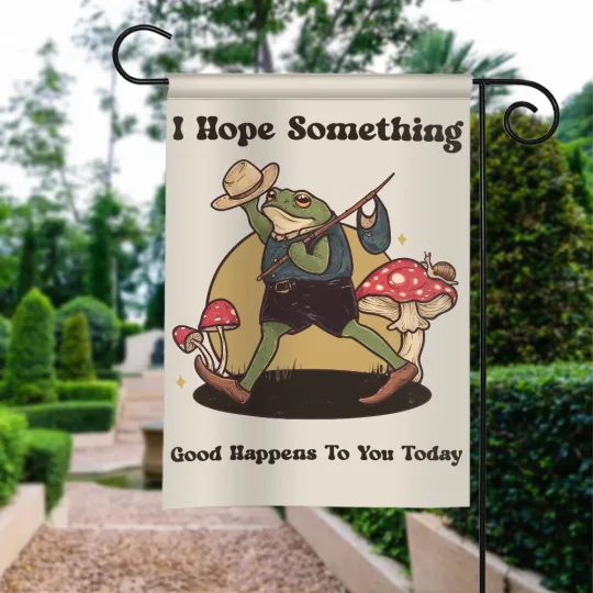 Discover Retro Frog I Hope Something Good Happens To You Flag, Groovy Frog Summer Flag
