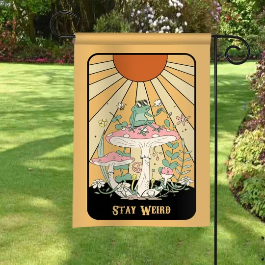 Discover Retro Frog Stay Weird Flag, Funny Frog Spring Flag, Groovy Frog Summer Flag