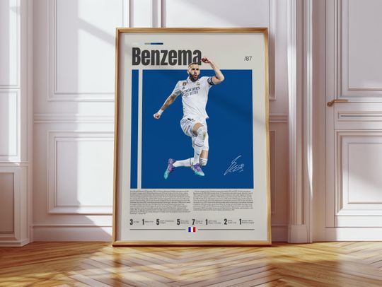 Discover Karim Benzema Poster, Real Madrid Poster, Soccer Gifts, Sports Poster, Football Player Poster, Soccer Wall Art, Sports Bedroom Posters