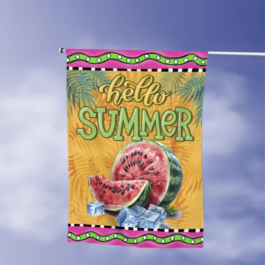 Discover Summer Garden Flag, Watermelon Yard Decor, Mothers Day gift, Sunflower Welcome