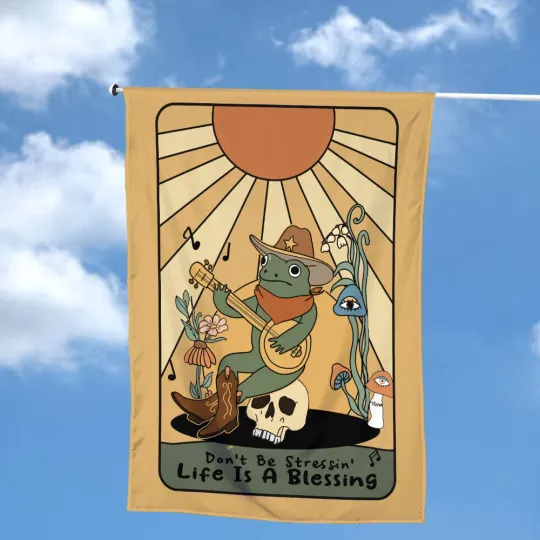 Discover Don't Be Stressin' Life Is A Blessing Garden Flag, Summer Frog Garden Flag
